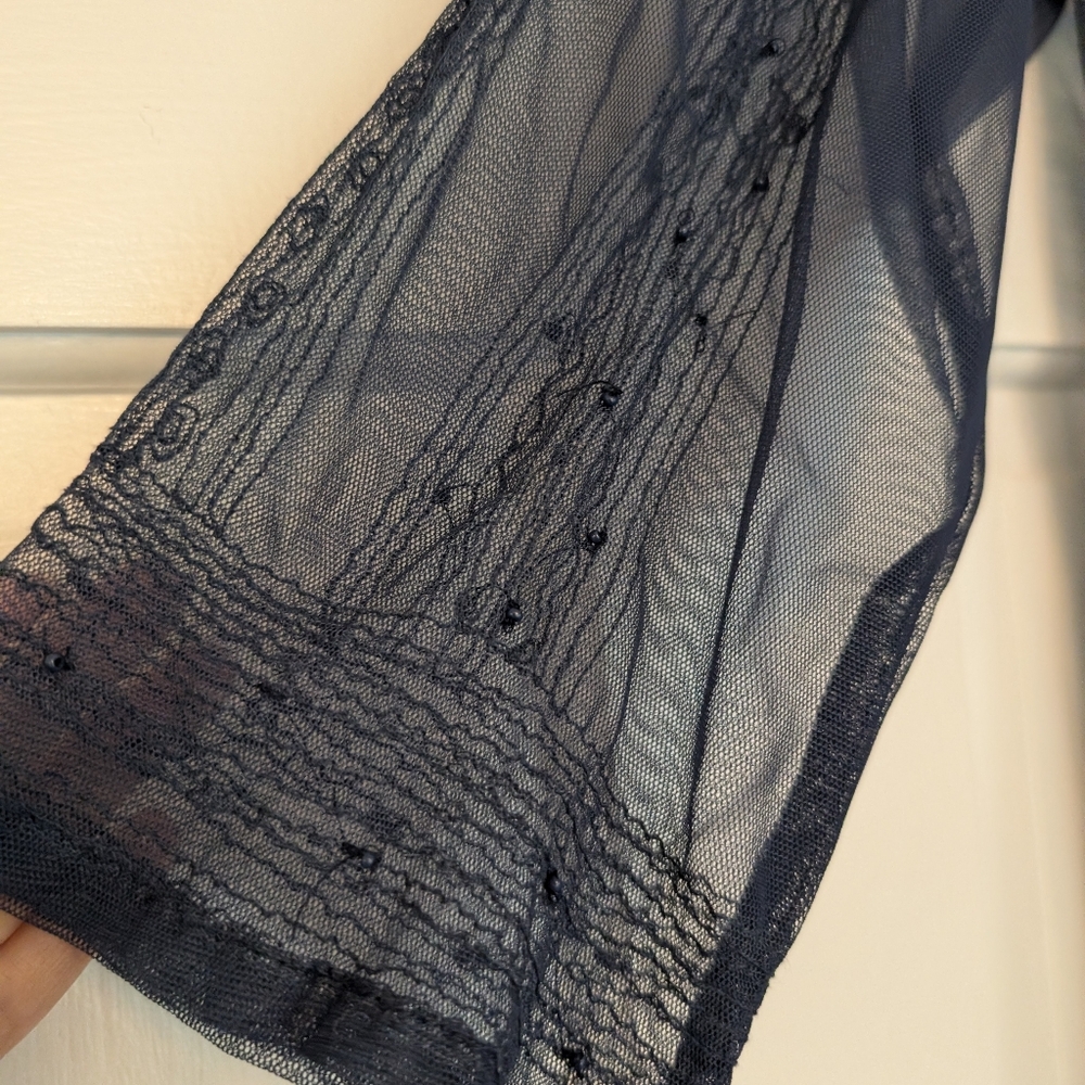 NWOT Beautiful Stories Sheer Beaded Dress With Slip Xs - Picture 6 of 9